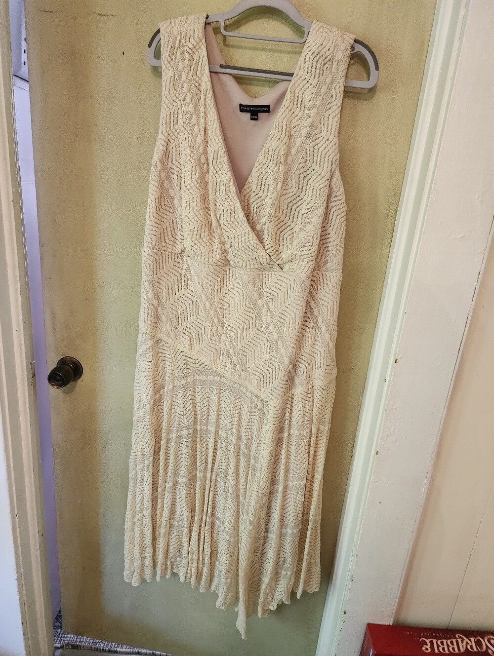 Banana Republic Ivory Crochet V-Neck Midi Dress